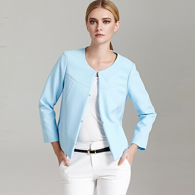 

Marc Rebecca simple and thin fashion small fragrant wind jacket short paragraph suit 51006A light blue XL code