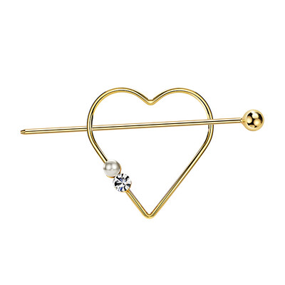 

Shin Kong jewelry cupid love fashion heart-shaped hair accessories shell pearl green alloy hairpin female gold