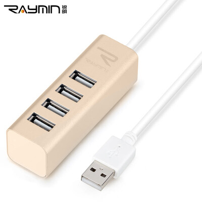 

Rui Ming RF141GD-0080 USB splitter USB20 high-speed expansion of four HUB hub computer notebook a drag four 08m aluminum alloy gold