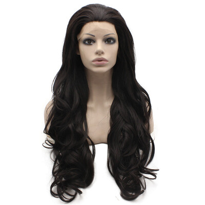 

Long Wavy Dark Brown Heat Friendly Fiber Hair Natural Lace Front Wig