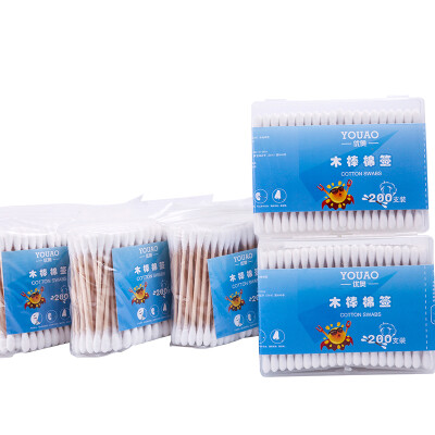 

YOUAO YOUAO double-headed wood cotton swabs nose&nose clean cotton square box two boxes of 400 presented 600 UMQ1000