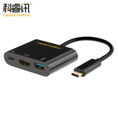 

CABLE CREATION Type-C to HDMI + USB HUB Converter with TV Projector 12 "MacBook Extended USB Adapter USB-C Rechargeable Black CD0077