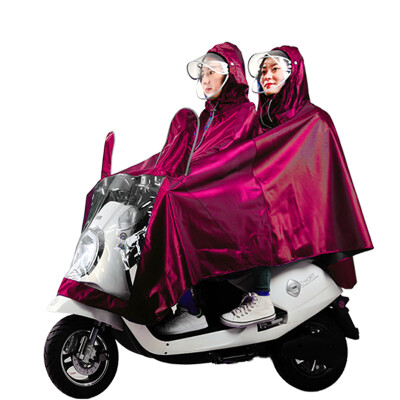 

Yuhang YUHANG Jacquard cloth electric battery motorcycle raincoat men&women double poncho big hat with mask 4XL wine red