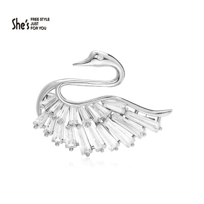 

shes Qian Zi jewelry brooch brooch deduction swan female scarf sweater pin white