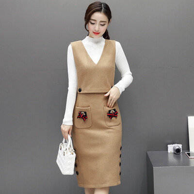 

One morning morning 2017 autumn dress suit skirt new short skirt long skirt long sleeve sweater women set three sets of S73R0057NA18L camel L