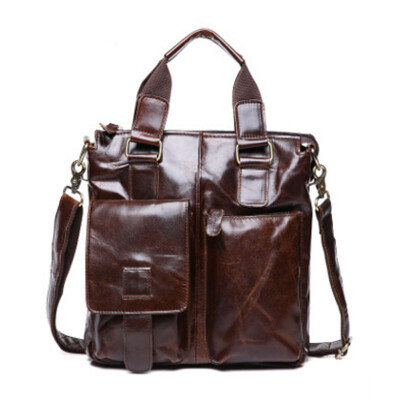 

Leather casual men shoulder bag Messenger bag head leather fashion tide package as gift for men