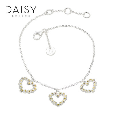 

British DAISY LONDONDAISY LONDON handmade heart-shaped mini daisy pendant 925 silver bracelet