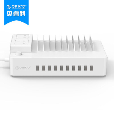 

ORICO MPC-2A10U Смарт USB Цифровая зарядная станция Творческий кронштейн Розетки / штырьки / штырьки / штырьки / клеммные колодки Переключатели главного управления Белый