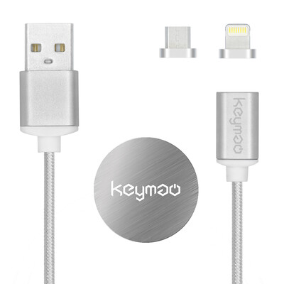 

Keymao Магнитный телефон Кабель данных, зарядный кабель Тип-C 2-в-1 Micro USB Кабельный адаптер для Iphone Android