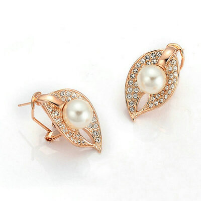 

Yoursfs Arrival Leaves Shape Clip Earrings For WomenGirl Rose Gold Color Austrian Crystal Earrings Jewelry Cuff Earings