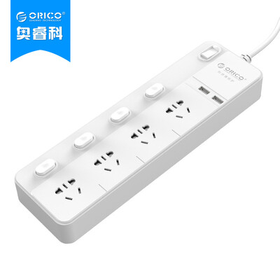 

ORICO NPC-4A2U USB Sockets Pins Pins Terminal Blocks 4 Home Sub-Plug Plug Plates Lightning Protection Surge 15 m Line Length Control Switch White