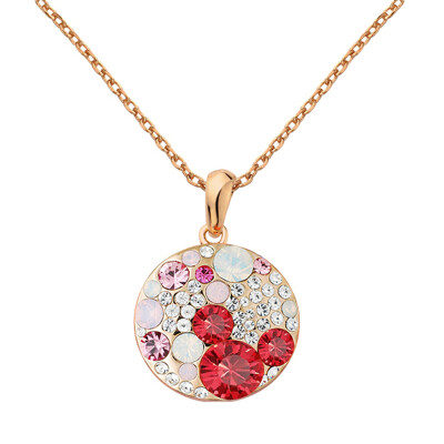 

Yoursfs® 18K Rose Gold Plated Micky Mouse Pandents Statement Necklace Use Red Austrian Crystal Fashion Jewelry