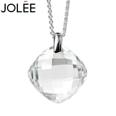 

Feather JOLEE natural white crystal necklace S925 silver color gemstone pendant fashion clavicular chain girlfriend girlfriend honor wife gift white