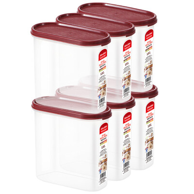 

JEKO&JEKO Plastic Storage Box Refrigerator Storage Preservation Box 18L 6 Pack Oval Storage Box Pill Box Seal Box Dark Red SWB-5443