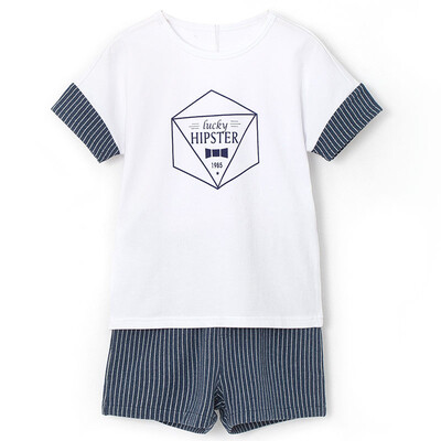 

Babi Buddy Badibadi Boy Set Summer Sleeve Casual Short Sleeve Two-piece Gray Card