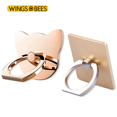 

【2-piece】 Bee-wing Multi-function Mobile Phone Strap Creative Ring Strap Stent Bedside Stand Mobile Phone Flatbed Portable Universal Lazy Stool Cat Gold + Square Gold