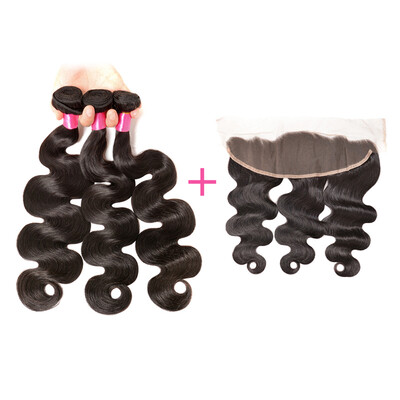 

hair bundles with lace frontals with baby hair and bundles Brazilian Virgin Hair Body Wave 8A Frontal Closure With Human Hair