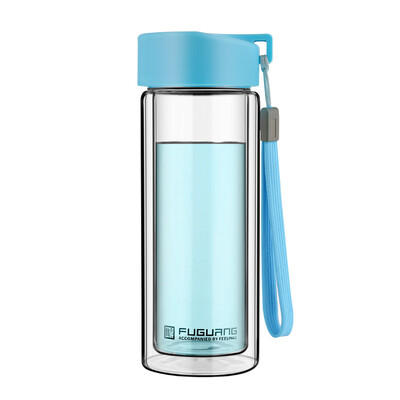 

Jingdong Supermarket] Fu Guang heat-resistant anti-hot portable hand cups men and women fashion transparent double glass grass green 280ml (G1311-280