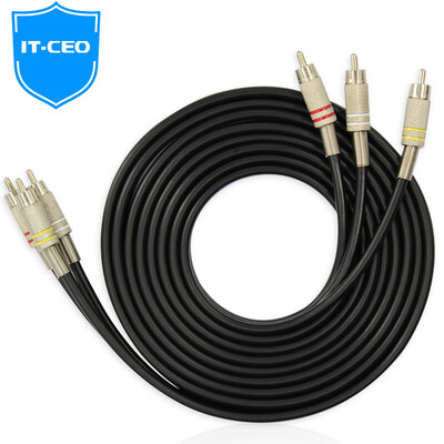 

IT-CEO Y1AV-5 fever AV audio&video cable 96 series double shield three pairs of three lotus head line bold type 3RCA public to public TV set-top box AV cable 5 meters black