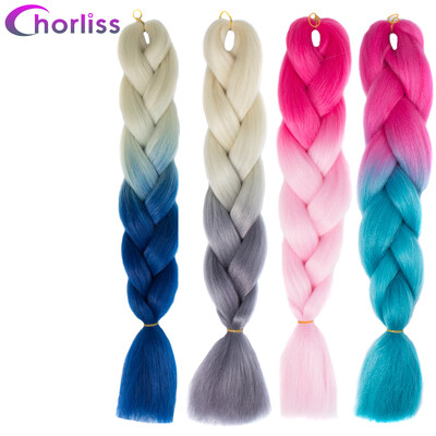 

Два тонких цвета Четыре шт / комплект вязания крючком для волос Kanekalon Hair Synthetic Crochet Braids Ombre Jumbo Braiding Hair