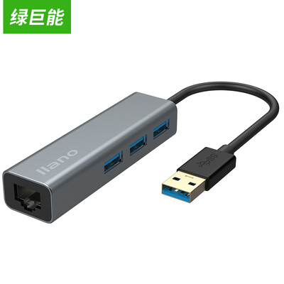 

Зеленый Juneng (Llano) USB 3.0 USB HUB разветвитель карты проводной сети портов коммутатора RJ45 USB-концентратор Apple, ноутбук ноутбук интерфейс карты расширения серый металлик