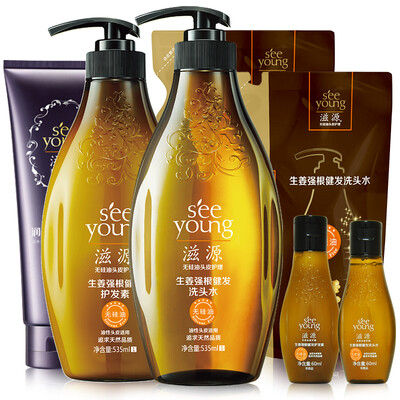 

Ziyeon SEEYUONG Ginger Qiangjian Hair Shampoo Treatment 3pcs Shampoo 535ml Shampoo 60ml Haircare 60ml