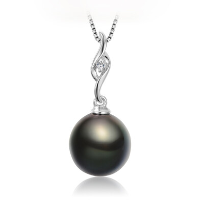 

Jingrun Pearl Yao 10-10.5mmG18K gold inlaid round black pearl pendant with diamonds