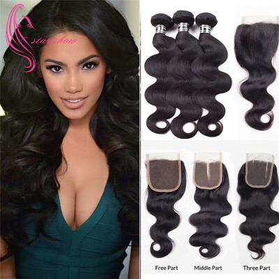 

Unprocessed 8A Malaysian Virgin Hair 3 Bundles With 4x4 Closure Body Wave Hair Great Human Hair Fast Shipping Shedding Free