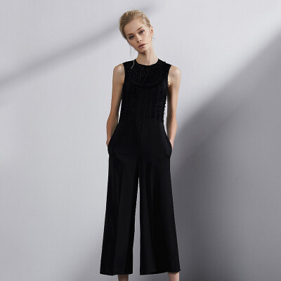 

Marc Rebecca's commuter pants female pants pants high waist wide leg pants casual pants 72028K black M code