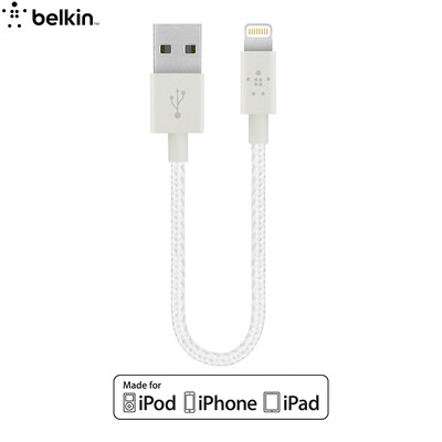 

Belkin Apple MFi Certified Nylon Braided Charging Data Line Lightning Lightning Interface for iPhone7 Plus / 6s Plus White 15cm