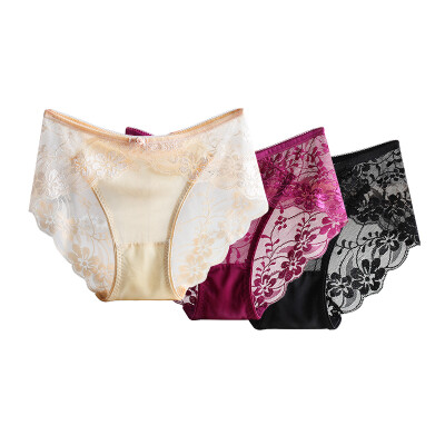 

Jingdong supermarket the United States&Ya Ting 3 ladies underwear no trace of light sexy sexy hollow lace comfortable cotton crotch underwear female color purple black  code