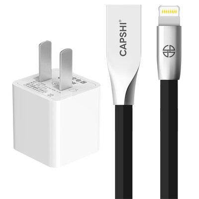 

Capshi Apple 76 5s Data Cable Zinc Alloy 12m Black 5V 1A Mobile Phone Charger Kit for iPhone5 6s 7Plus New iPad Air Mini