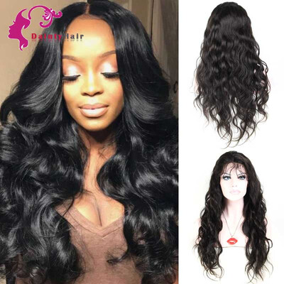 

8A Full Lace Human Hair Wigs 130 Density Peruvian Virgin Wigs with Baby Hair For African Americans Natural Color