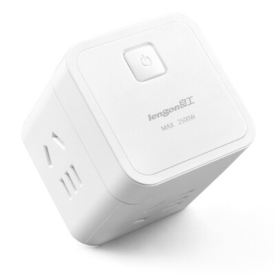 

Lengon a turn four socket converter cube power outlet plug plug-in board multi-function vertical control wireless new national standard XD-Q604