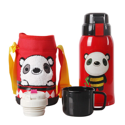 

[Jingdong supermarket] cup with bear 2017 new retro version of children's insulation cup with straw children's cup stainless steel children's insulation pot 600ml blue panda