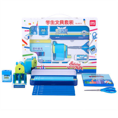 

Deli 33184 Value school students study supplies stationery set gift box spree 8 sets of blue