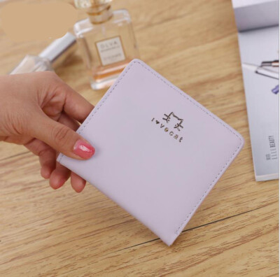 

Cute little fresh wallets ultra - thin short paragraph simple two fold student card pack