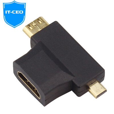 

IT-CEO V7XF00 3-in-1 HDMI to micro Mini HDMI adapter converter can be two-way transfer standard C-type D-type HD interface black