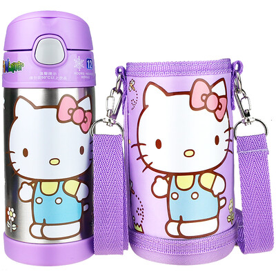 

【Jingdong Supermarket】 HELLO KITTY Hello Kitty Cat Insulation Cup Children's Suction Water Cups Male Female Students Stainless Steel Kettle (with cups) 350ML Pink