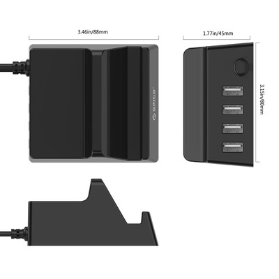 

ORICO CHK-4U USB Charger Creative Smart Charger Header Apple Huawei Mobile Flat Panel Universal Charging Stand Charging Base Black