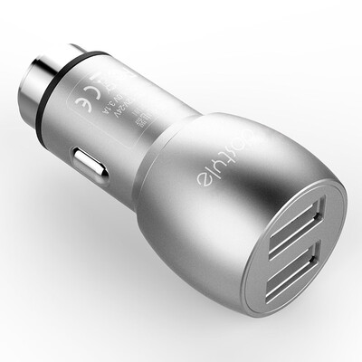 

dostyle DC101 Car Charger 3.1A Dual USB Car Charger Automatic Shunt Emergency Hammer Contact Scrub Silver