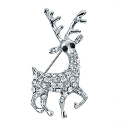 

Yoursfs@ Christmas Theme Cute Deer Brooch Pins White Gold Plated Luxury Austrian Crystal Fashion Brooches Online Shopping