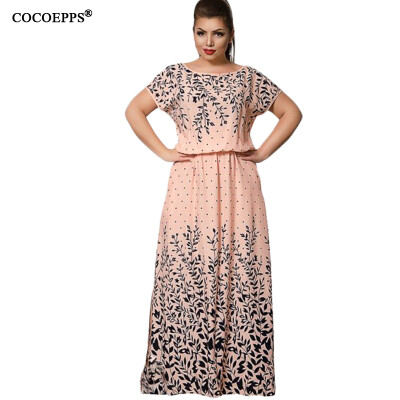 

COCOEPPS 2017 Summer Women -6XL Chiffon Print Long Dress Short Sleeve Casual Floor-Length Large Big Size Maxi Dresses vestidos