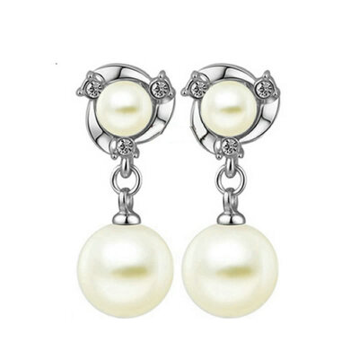 

Yoursfs@ Stud Earrings for Women Rose Gold Color Fashion Earrings Top Quality CZ Simulated Pearl Earrings for Mother's Day Gift E