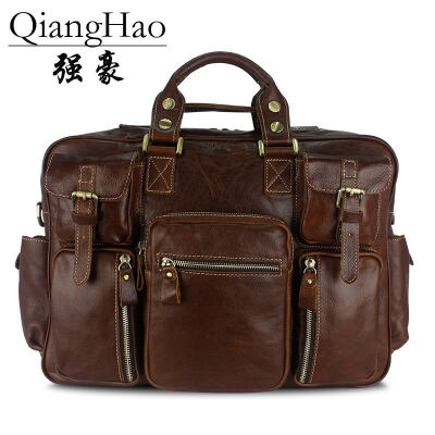 

QiangHao men's briefcase, business men's bags, leather men's handbags, shoulder bags, laptop bags