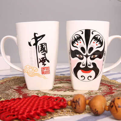 

Fung bamboo bamboo Peking Opera face personality ceramic cup milk cup coffee cup office bone china creative mug cup couple cup 650ml (pattern randomly sent