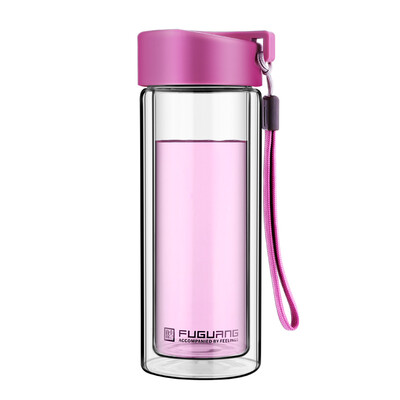 

Jingdong Supermarket] Fu Guang heat-resistant anti-hot portable hand cups men and women fashion transparent double glass grass green 280ml (G1311-280