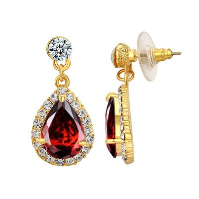 

Yoursfs@ Fashion Stud Earrings Water Drop Ruby Gem Jewelry 18K Gold Plated CZ Earring Brincos Online Shopping Africa Wholesale