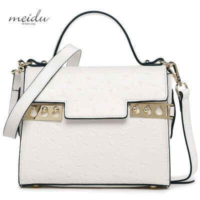 

Each degree MEIDU new platinum package ostrich pattern handbags casual portable shoulder Messenger bag MWB150772 white