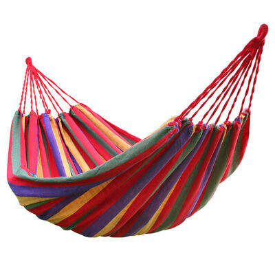 

Easy Tour 200cm150cm double canvas hammock self-driving equipment outdoor swing bedroom rest red yellow color strip